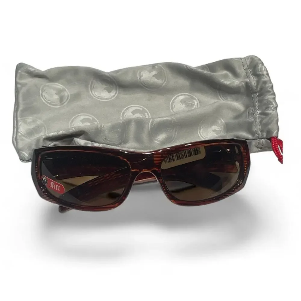 Vintage Dragon Riff‎ Sunglasses Brown Wood Grain Frame Wrap Around Sport Style